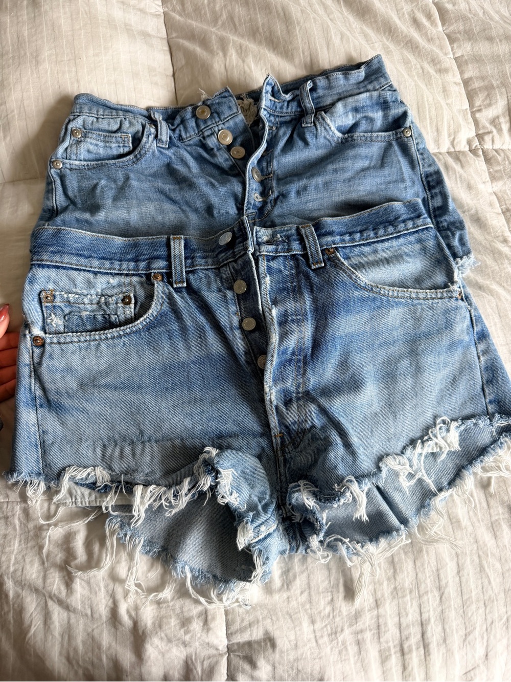 Levi's Light Blue Frayed Hem Denim Shorts Bundle